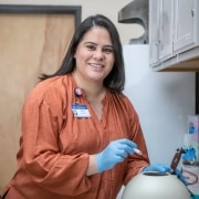 Instructor holding a collected sample