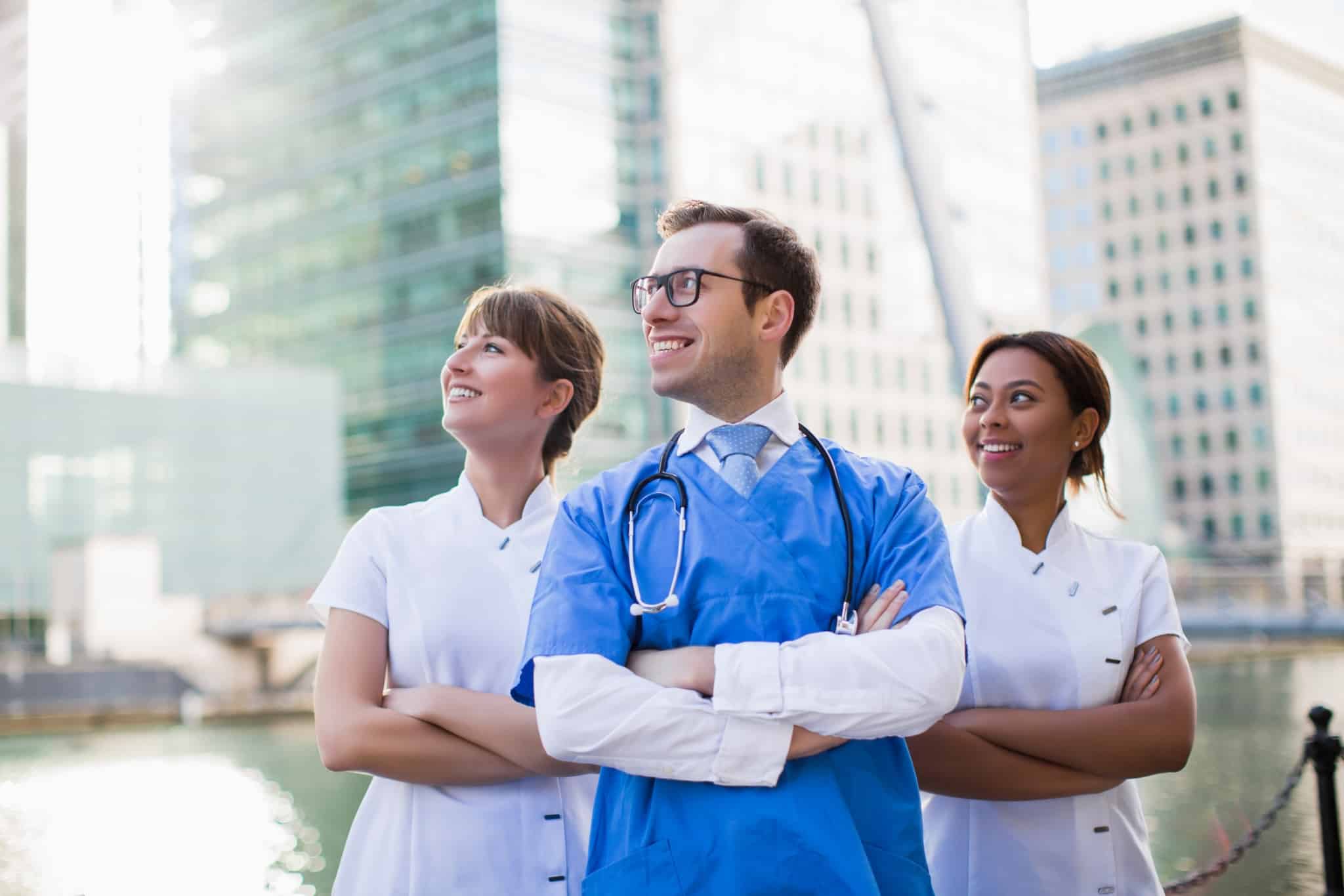 Licensed Practical Nurses standing outside