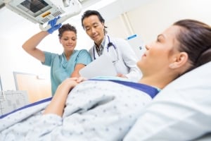 Healthcare team preparing a patient