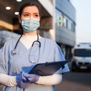 Nurse waiting for an ambulance