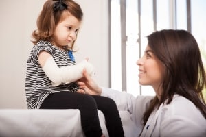 Healthcare professional with a child