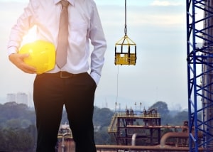 Inspector with a hard hat