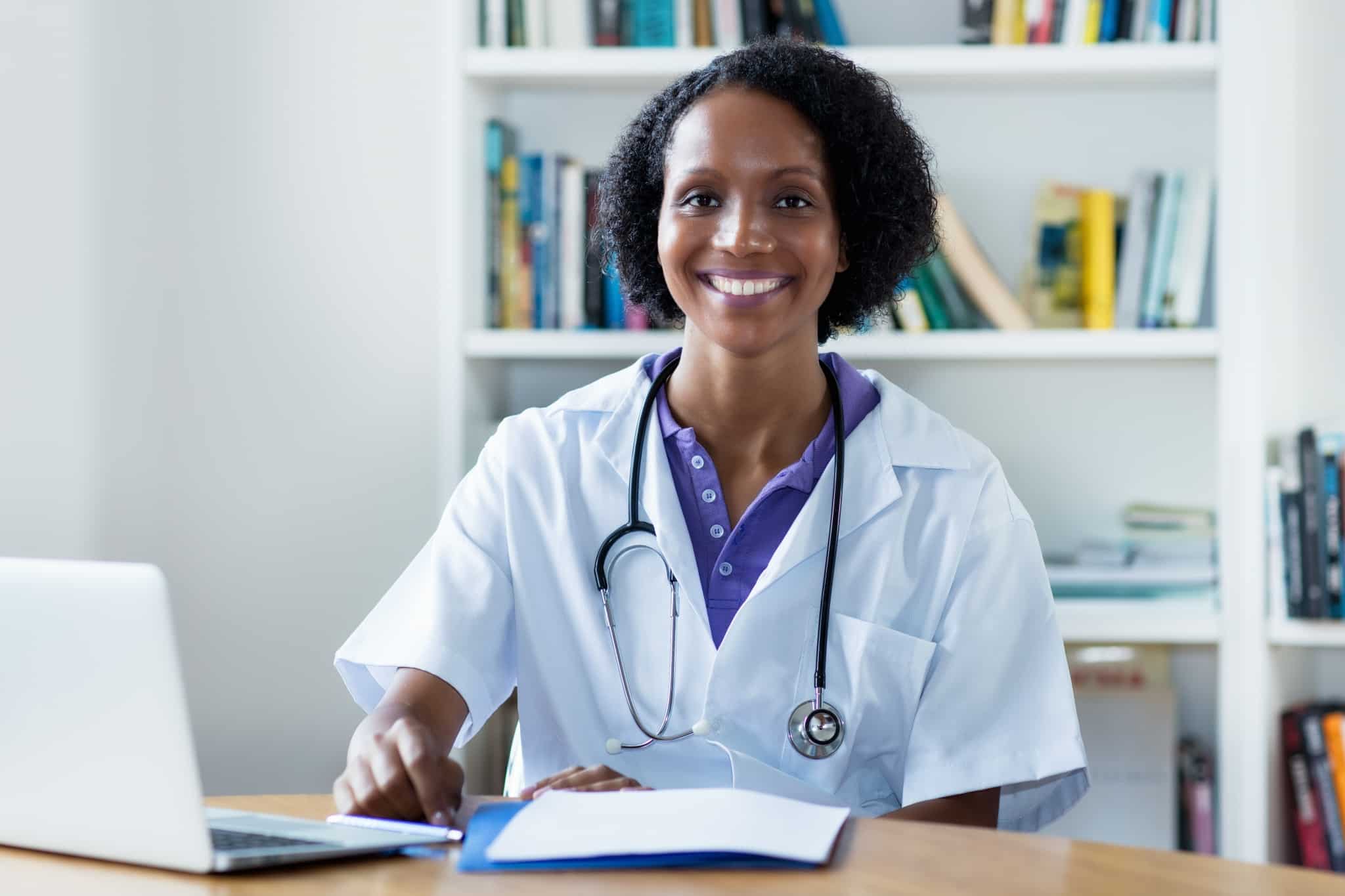Smiling African-American medical professional