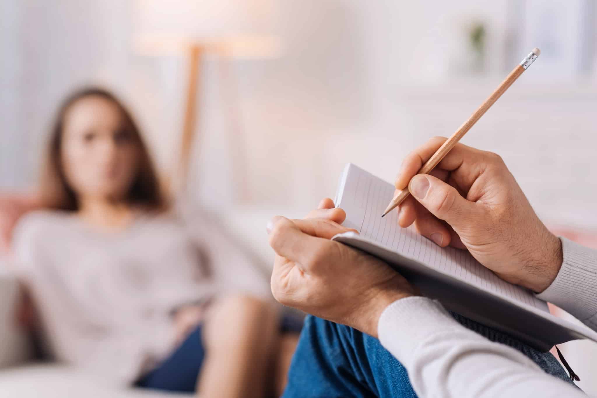 Close up of a psychologist conducting a session