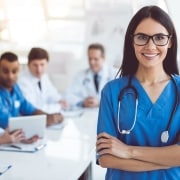 Close up of young medical worker