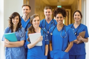 Smiling group of medical students