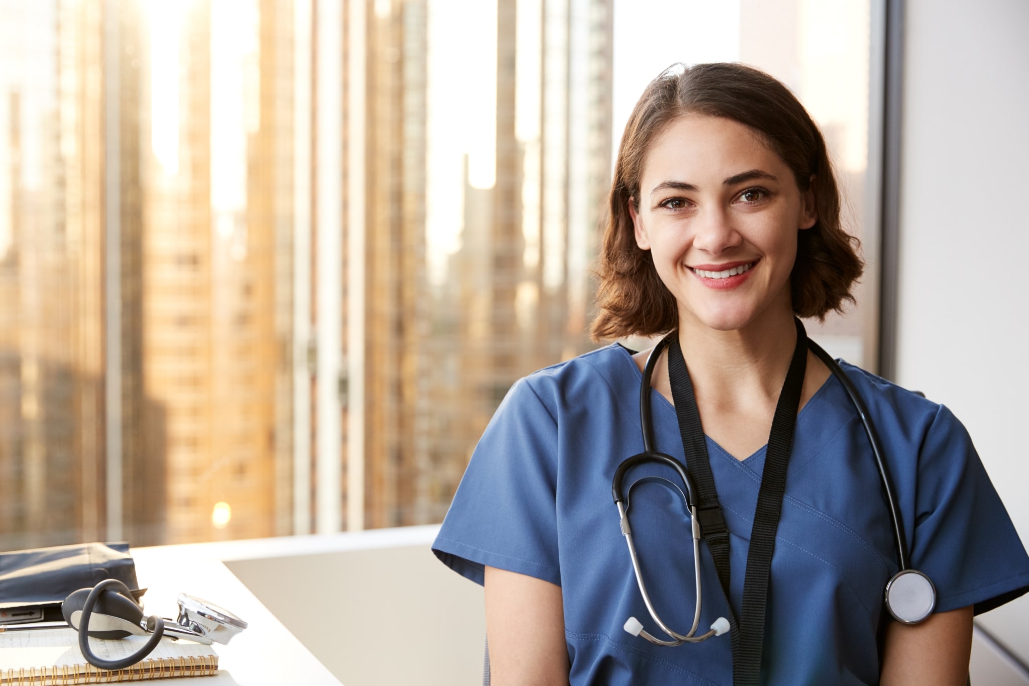 Close up of a smiling nurse