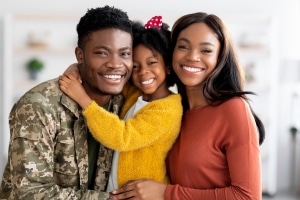 Portrait of a happy military family