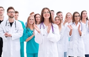 Group of clapping medical professionals