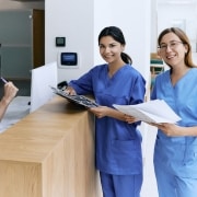 Group of medical professionals at a desk