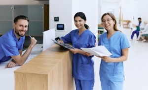 Group of medical professionals at a desk