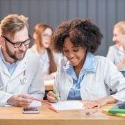 Two medical students sitting together