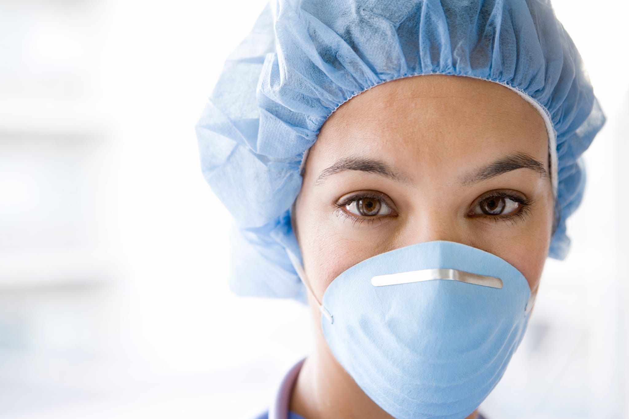 Close up of a nurse in personal protective equipment